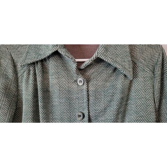 Jantzen Womans Sz. 12 Blazer Jacket 1970s Tweed Zig Zag Green Vintage U.S. Made - Picture 4 of 12
